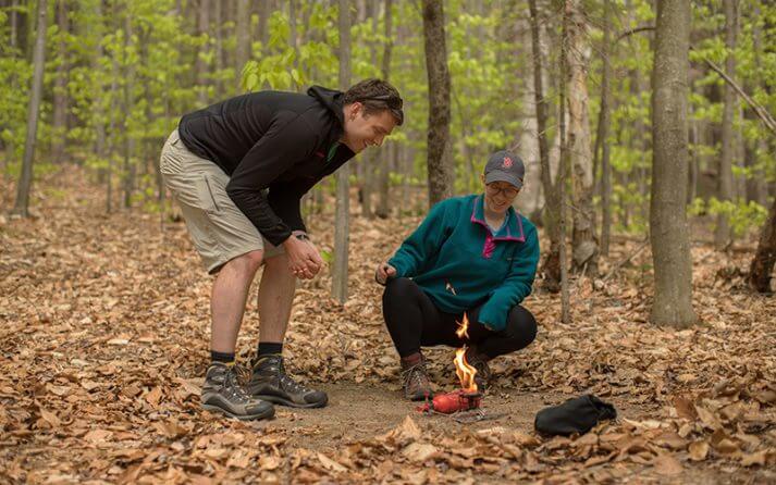 AMC recommends using packable and lightweight camp stoves for cooking instead of building a campfire.