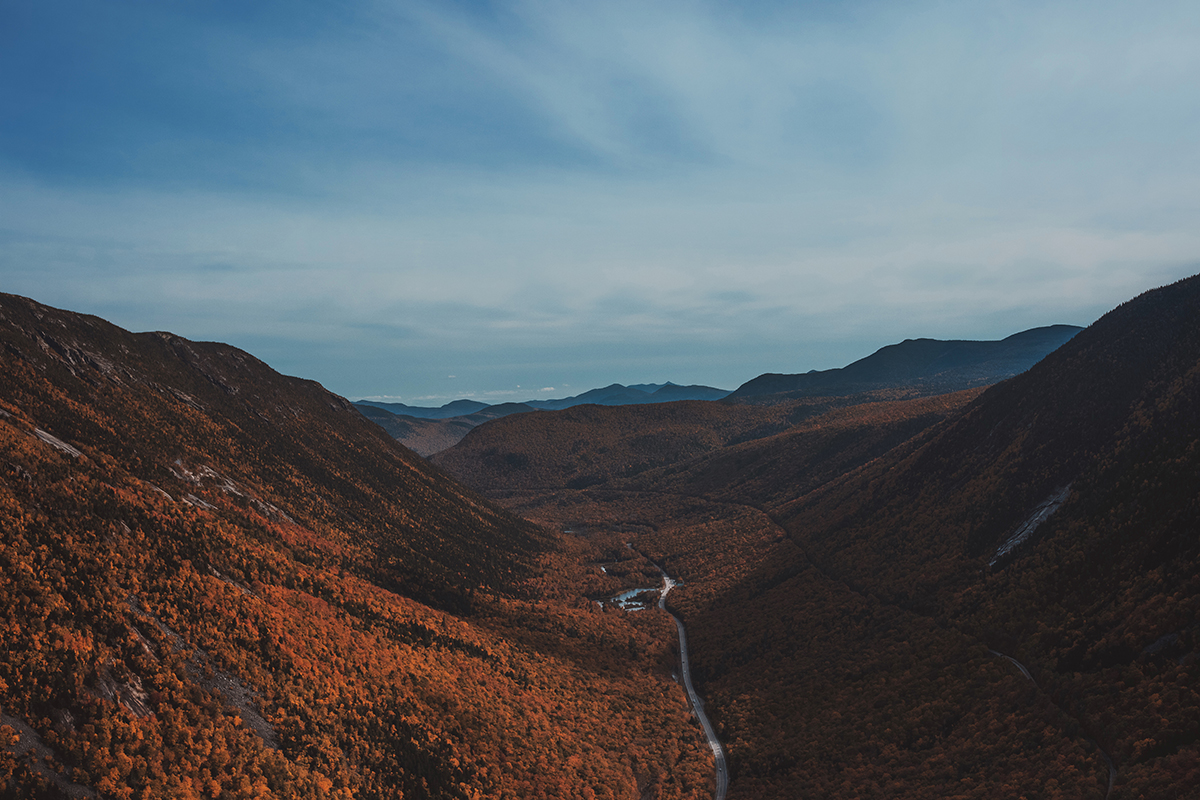 view of Mt. Willard with Crawford Notch, and Mt. Wiley are in the midground