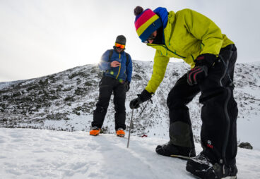 Joe Klementovich Citizen scientists measure snow depth during a day in the backcountry.