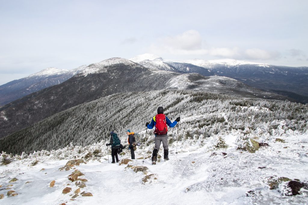 New England Ski for Light participants and AMC Guides hike to Mount Pierce in the White Mountain National Forest, New Hampshire.